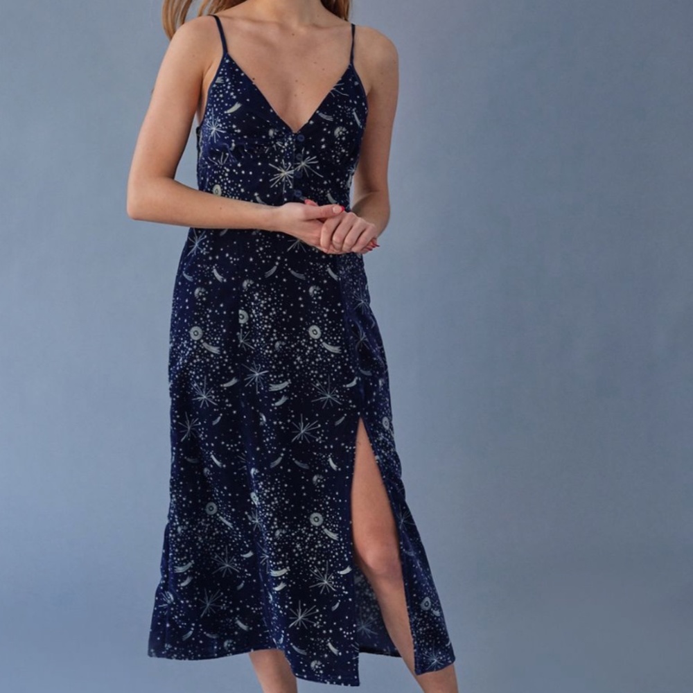 Roof Constellation Moon Star Boho Peasant Hipster Velvet Art Farm Hippie Dress